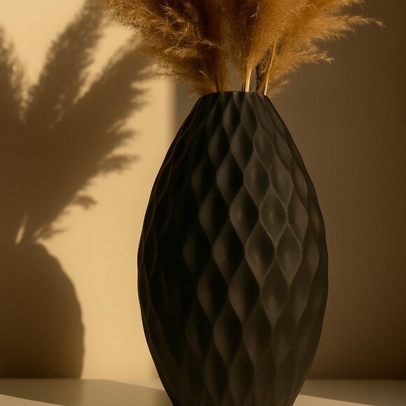3D Printed Honeycomb Textured Vase – Tall White Geometric Pampas Grass Vase | Mo - Picture 5 of 6